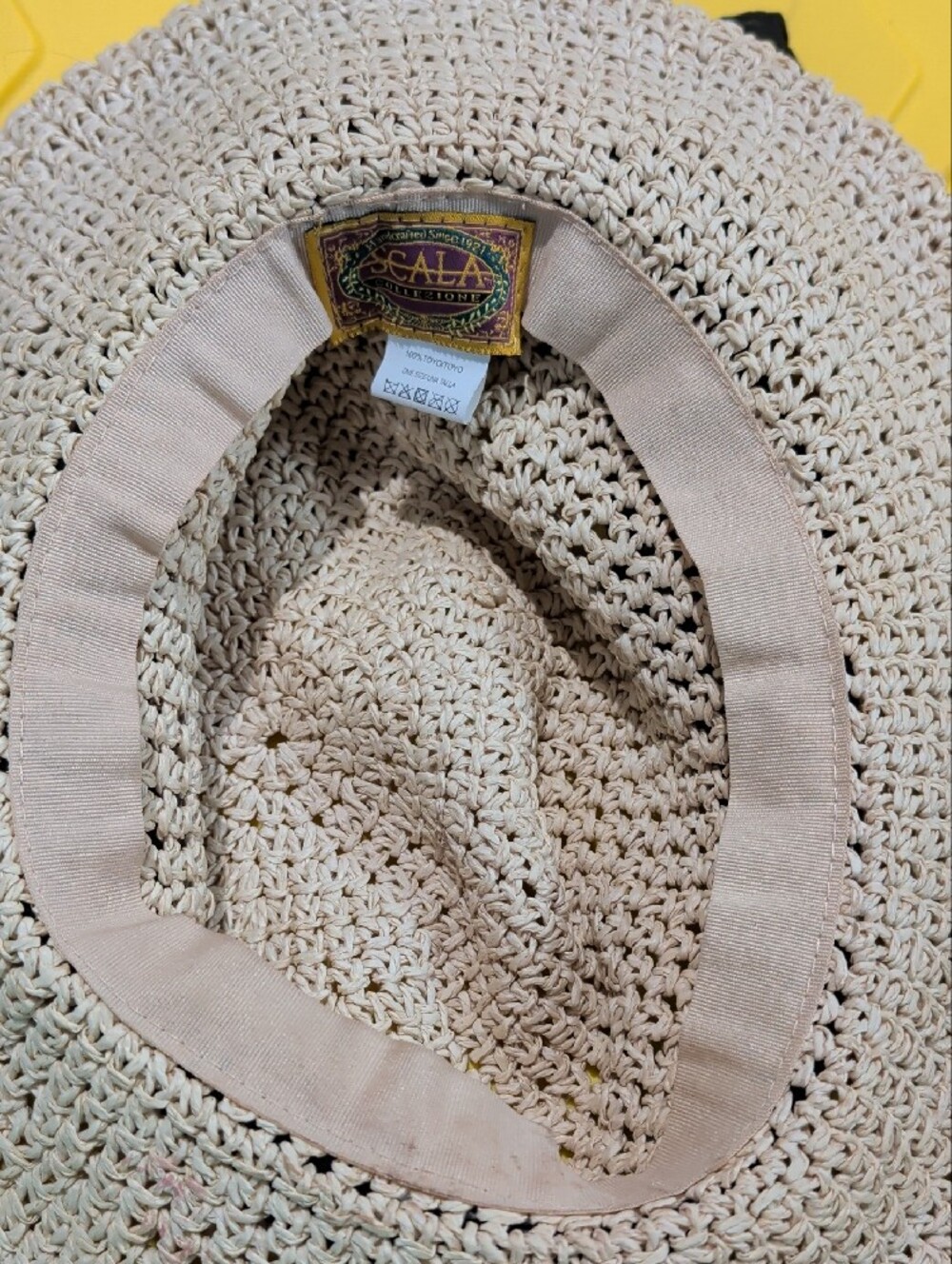 Scala Collezione Beige Woven Sun Hat with Black Scarf - Picture 8 of 9